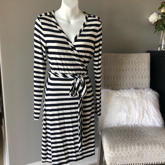 S Banana Republic Wrap dress navy white Stripe - Picture 2 of 5